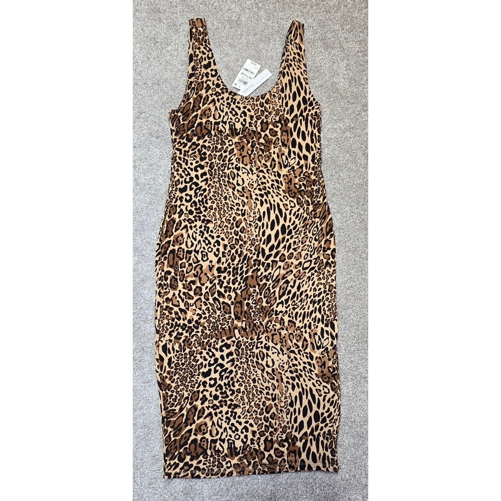 Bar III Womens Everyday Contour Leopard Bodycon Midi Dress Petite Large NEW
384